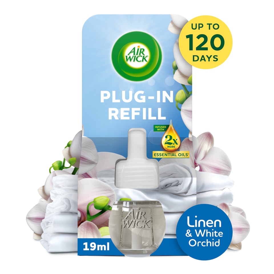 image 1 of Air Wick Plug-In Refill Linen & White Orchid Air Freshener 19ml