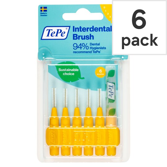 Tepe Interdental Brush Yellow 6 Pack 0.7Mm Tesco Groceries
