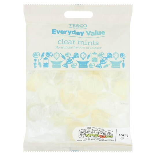 TESCO VALUE CLEAR MINTS 160G Tesco Groceries