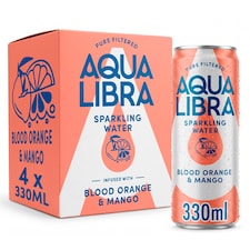 Aqua Libra Sparkling Water Blood Orange & Mango 4 x 330ml