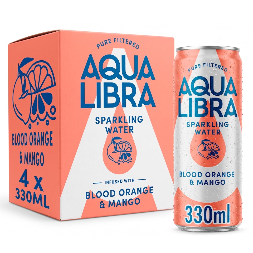 image 1 of Aqua Libra Sparkling Water Blood Orange & Mango 4 x 330ml