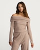 image 2 of OH ME OH MY Off Shoulder Ribbed Co-ord Top in Neutral