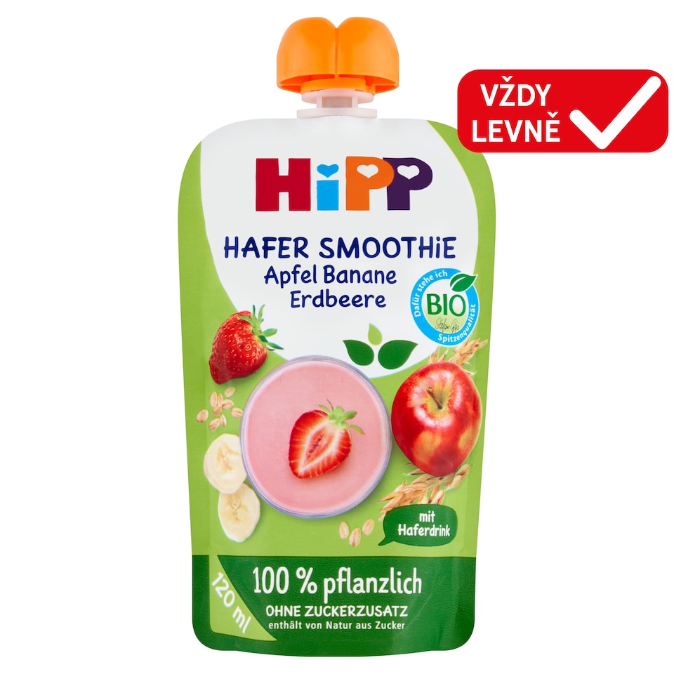 Obrázek 1 pro produkt HiPP Bio ovesné smoothie jablko, jahoda, banán 120ml