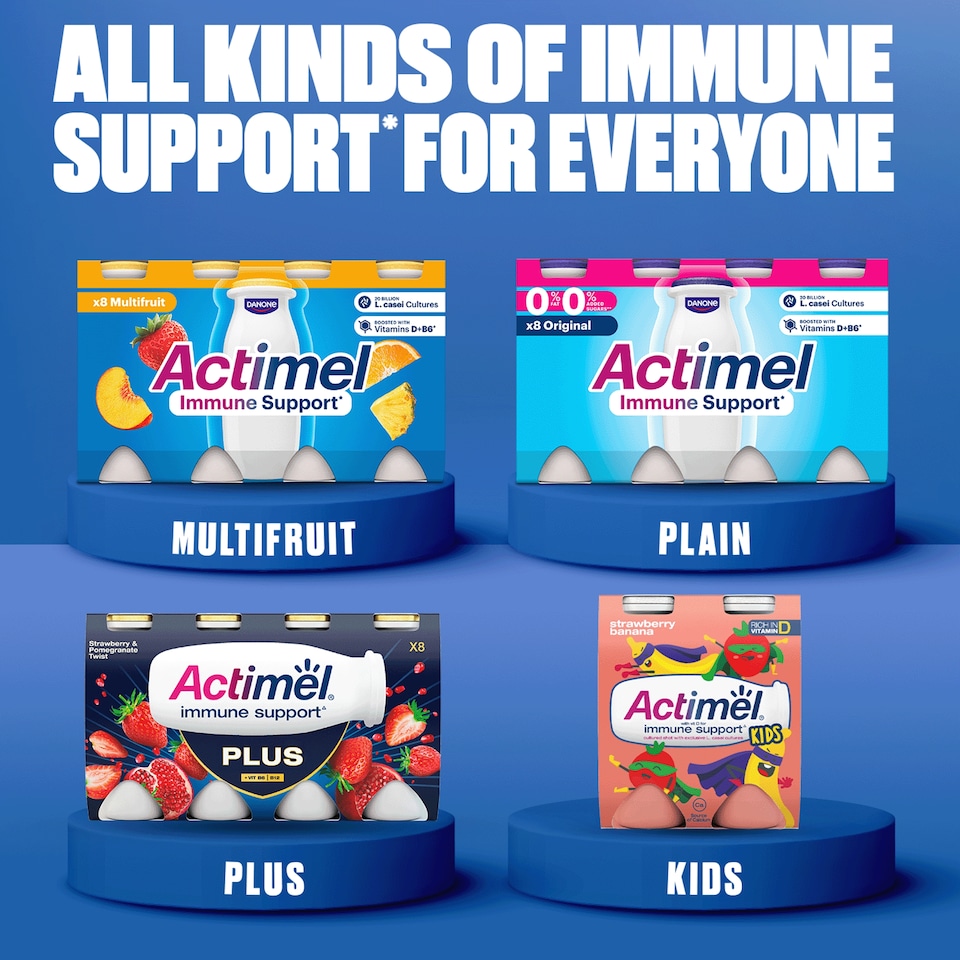 image 1 of Actimel Strawberry Immunity Live Yoghurt Drink Multipack 8X100g