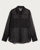 image 4 of F&F Organza Button Up Long Sleeved Shirt in Black