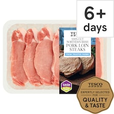 Tesco Thin Cut Pork Loin Steaks 6 Pack 600G