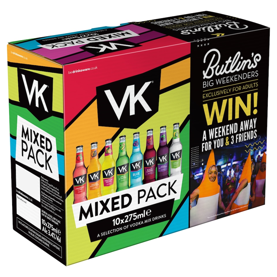 VK Mixed Pack A Selection of Flavoured Alcoholic Drinks 10 x 275ml