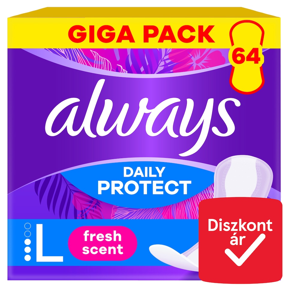 Always Daily Protect Long Friss Illattal Tisztasági Betét 64 Darabos Kiszerelés  1. kép