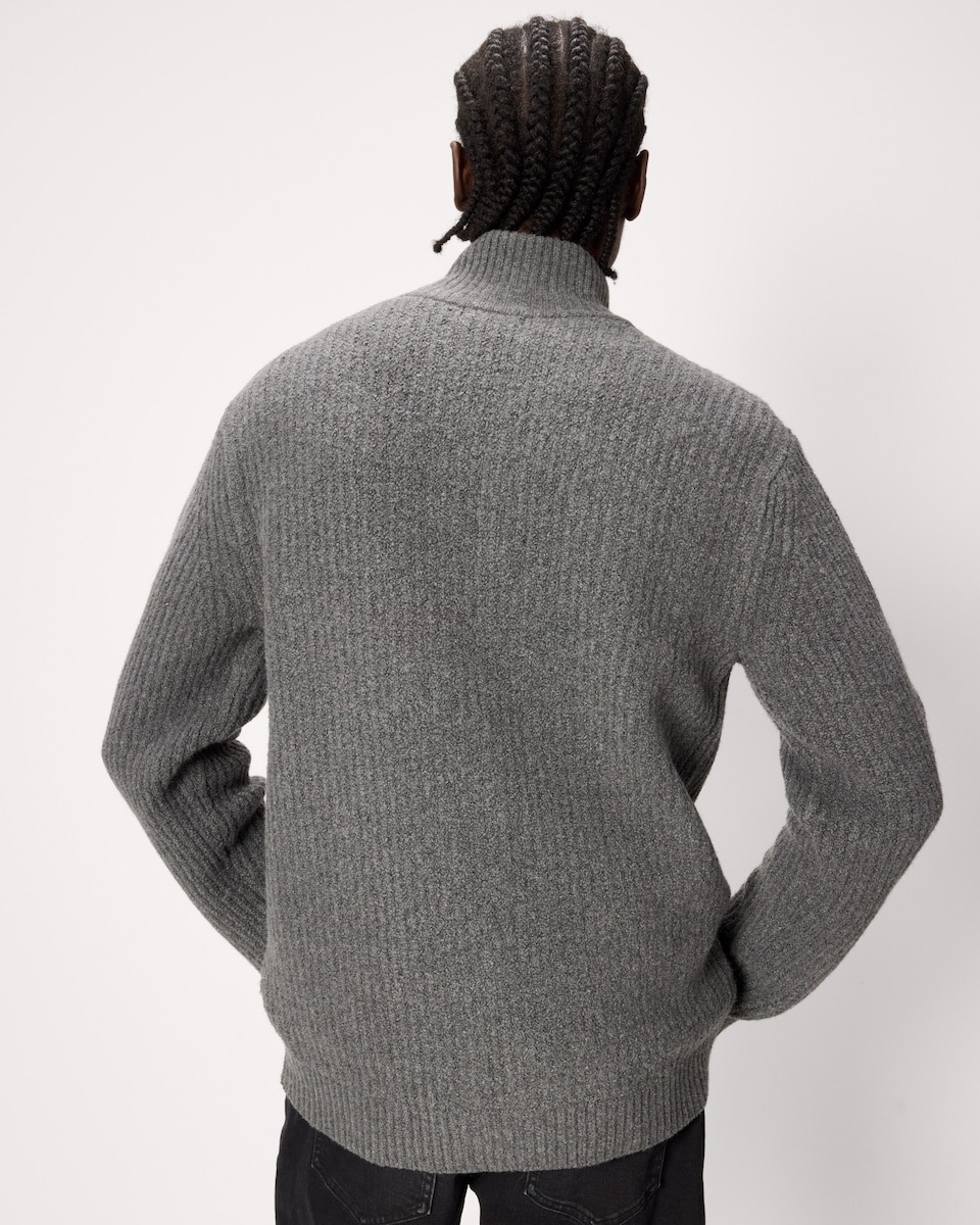 image 1 of F&F Knitted Chunky Zip Up Jumper in Grey