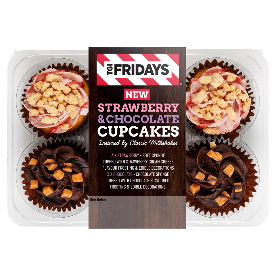 Tgi Cupcakes Strawberry & Chocolate 6 Pack