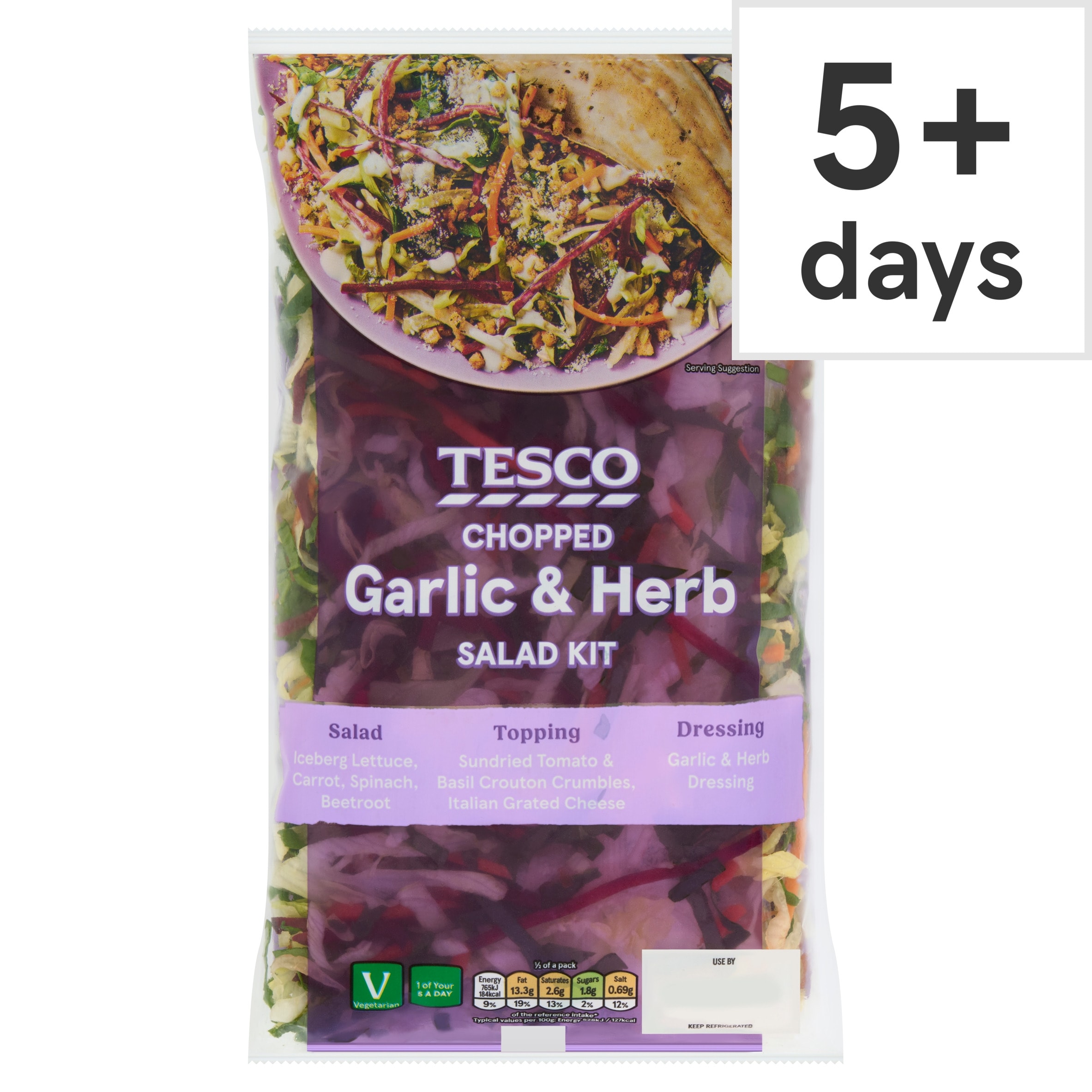 Tesco Chopped Garlic & Herb Salad Kit 290g