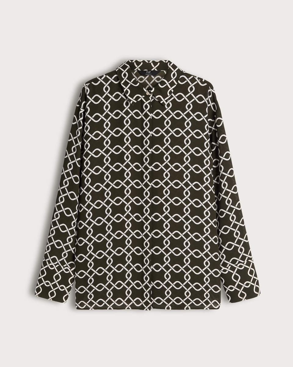 F&F Chain Print Long Sleeved Shirt in Khaki