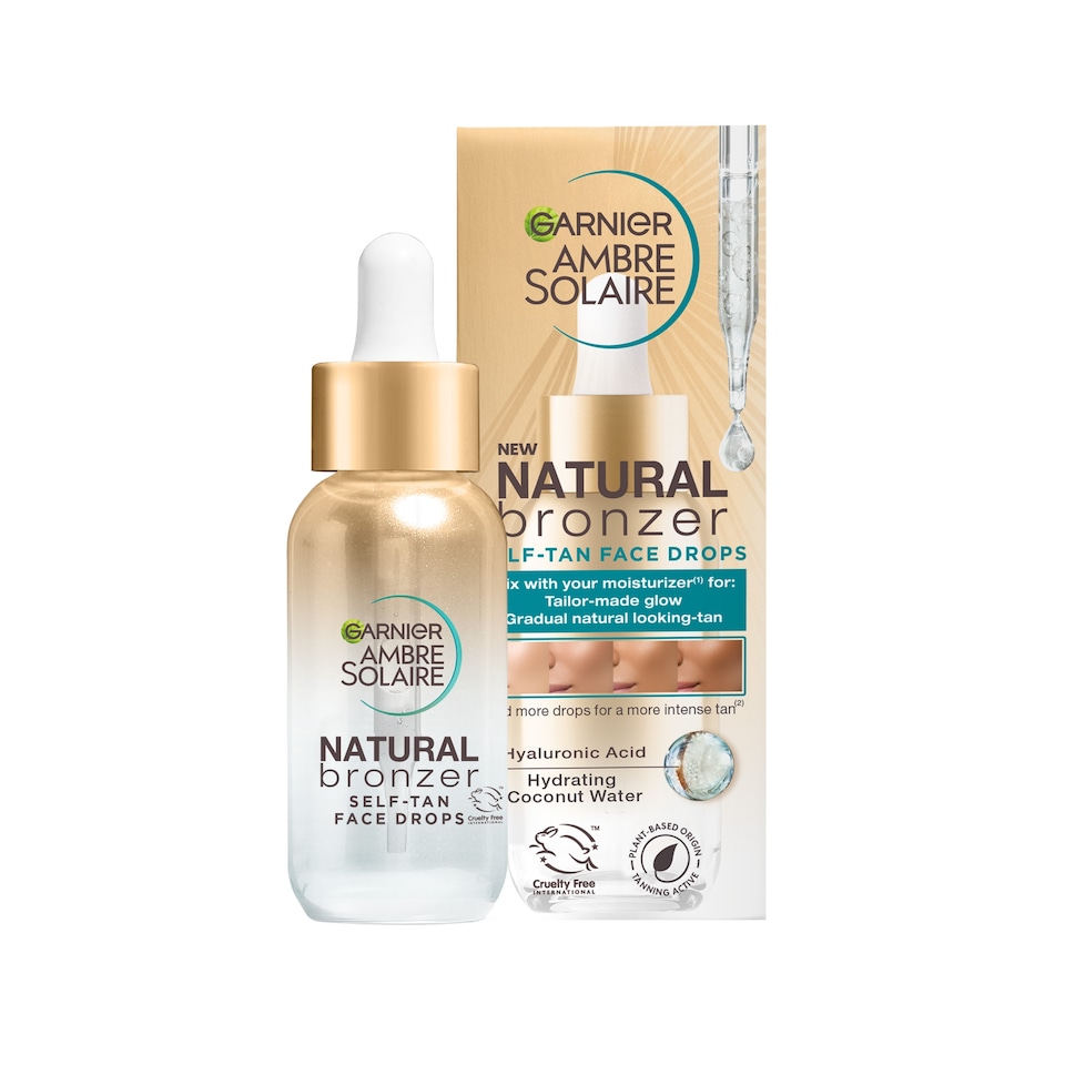 image 1 of Garnier Ambre Solaire Natural Bronzer Self-Tan Face Drops 30Ml