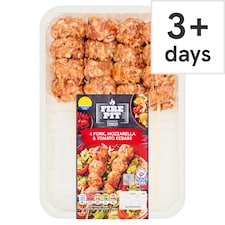 Tesco Fire Pit 4 Pork, Mozzarella & Tomato Kebabs 400G