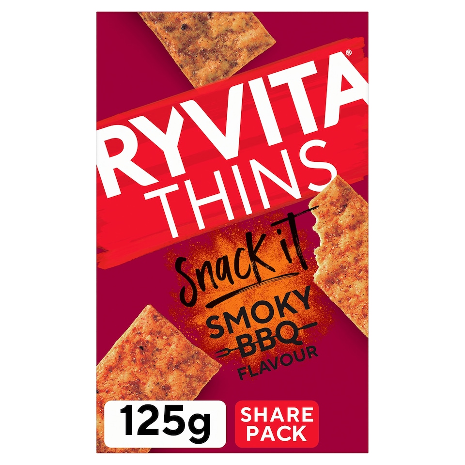 image 1 of Ryvita Snack It Thins Smoky BBQ Flatbread Snacks 125g