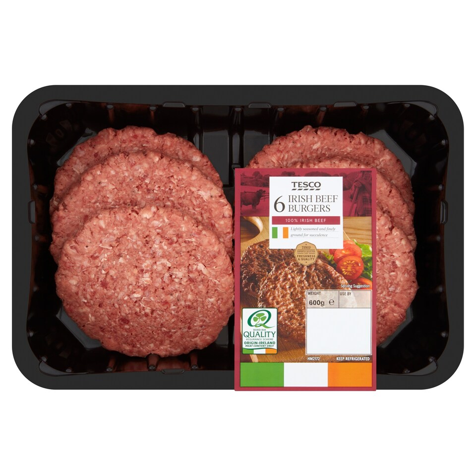 Tesco Irish Beef Burgers 600G