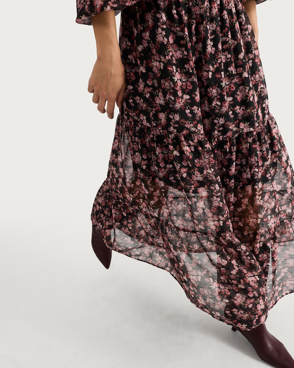 image 1 of F&F Floral Tiered Co-ord Midi Skirt in Multi Black