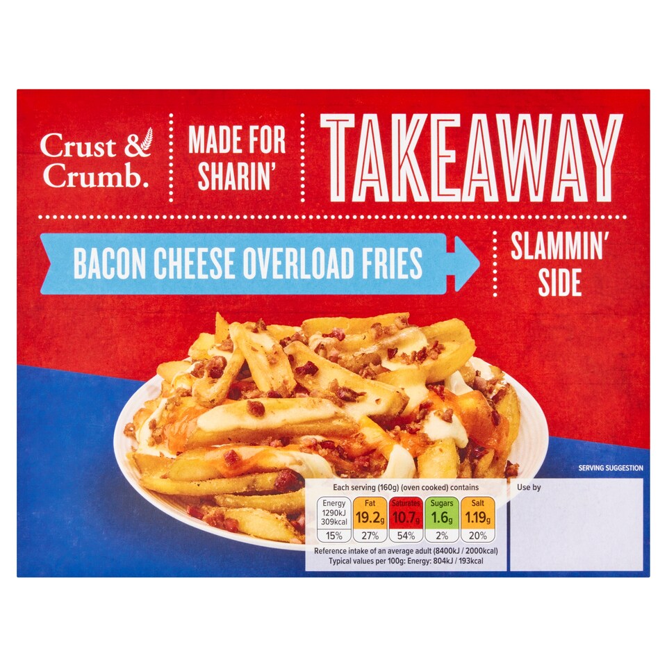 CRUST & CRUMB TAKEAWAY BACON CHEESE OVERLOAD FRIES 320G 