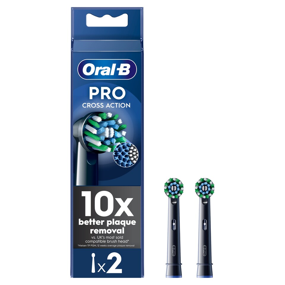 image 1 of Oral-B Pro Cross Action Black Toothbrush Heads 2 Pack