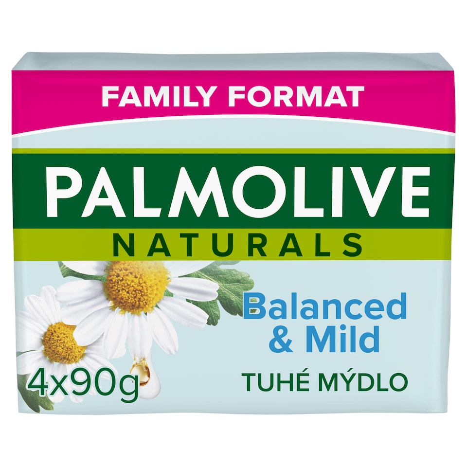 Obrázek 1 pro produkt Palmolive Naturals tuhé mýdlo s výtažky heřmánku 4x90g - family pack
