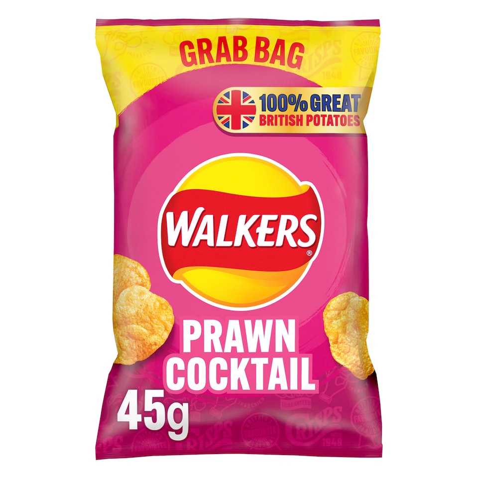 image 1 of Walkers Prawn Cocktail Grab Bag Crisps 45g