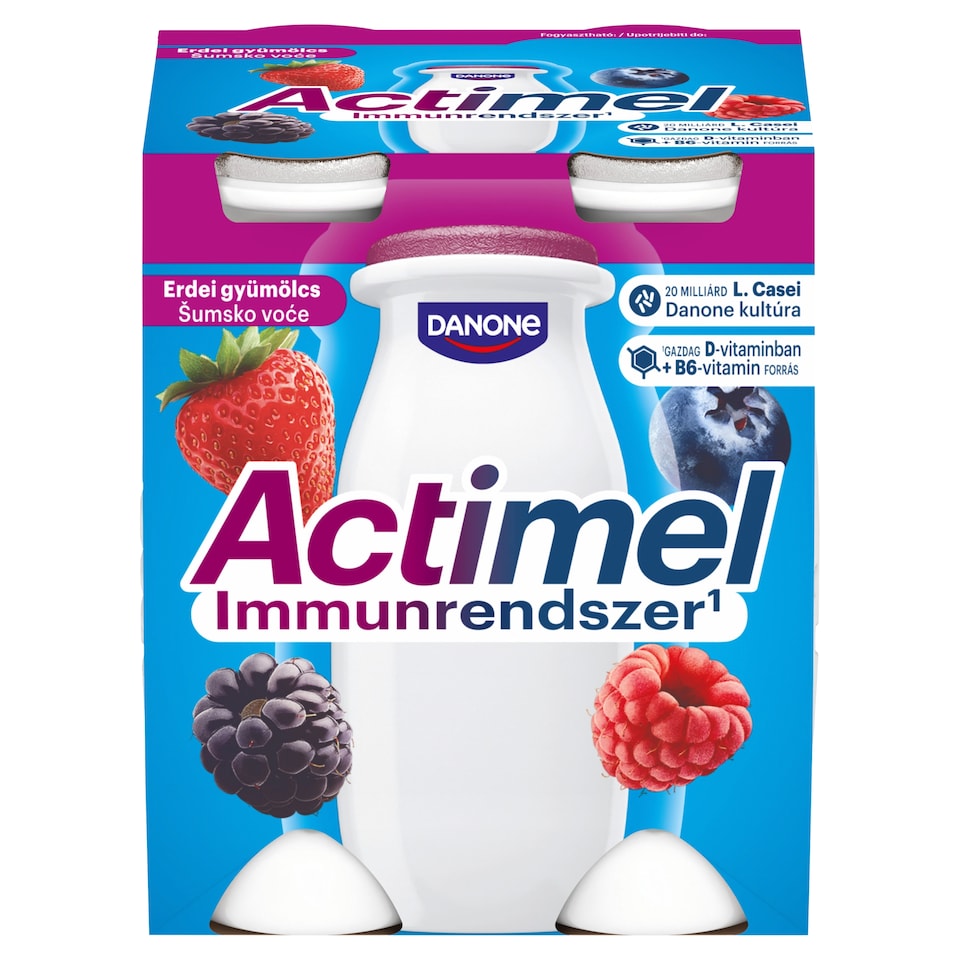 Danone Actimel Low-Fat, Live Flora, Forest Fruit-Flavoured Yogurt Drink 4 x 100 g (400 g)