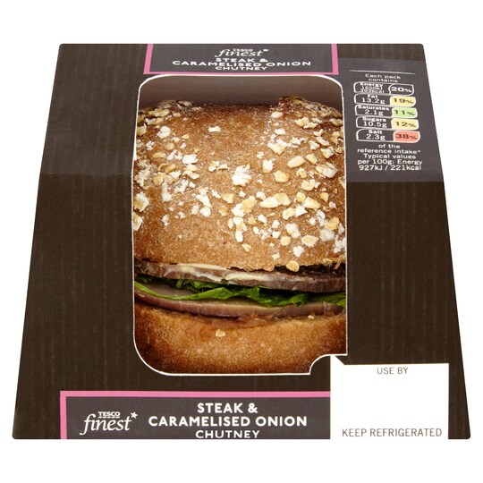 Tesco Finest Steak & Onion Chutney On Stout Bread Roll Tesco Groceries