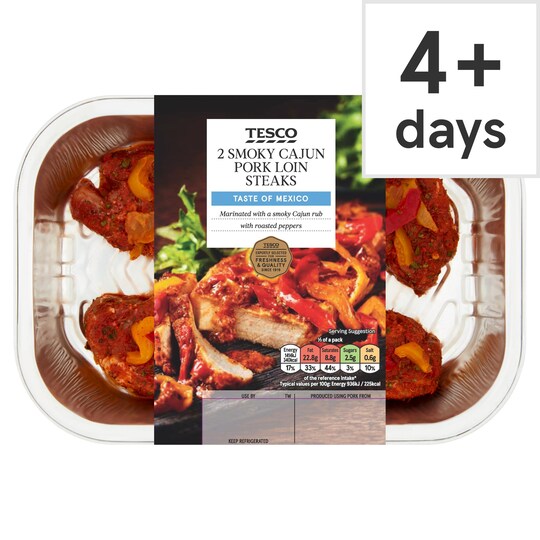 Tesco Cajun Pork Loin Steaks With Peppers 368G Tesco Groceries