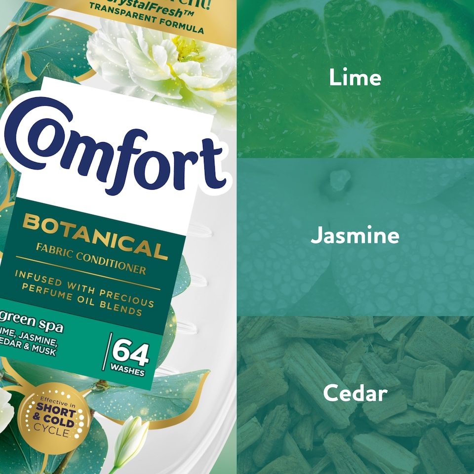 image 1 of Comfort Botanical Green Spa Fabric Conditioner 64 Wash 960ml