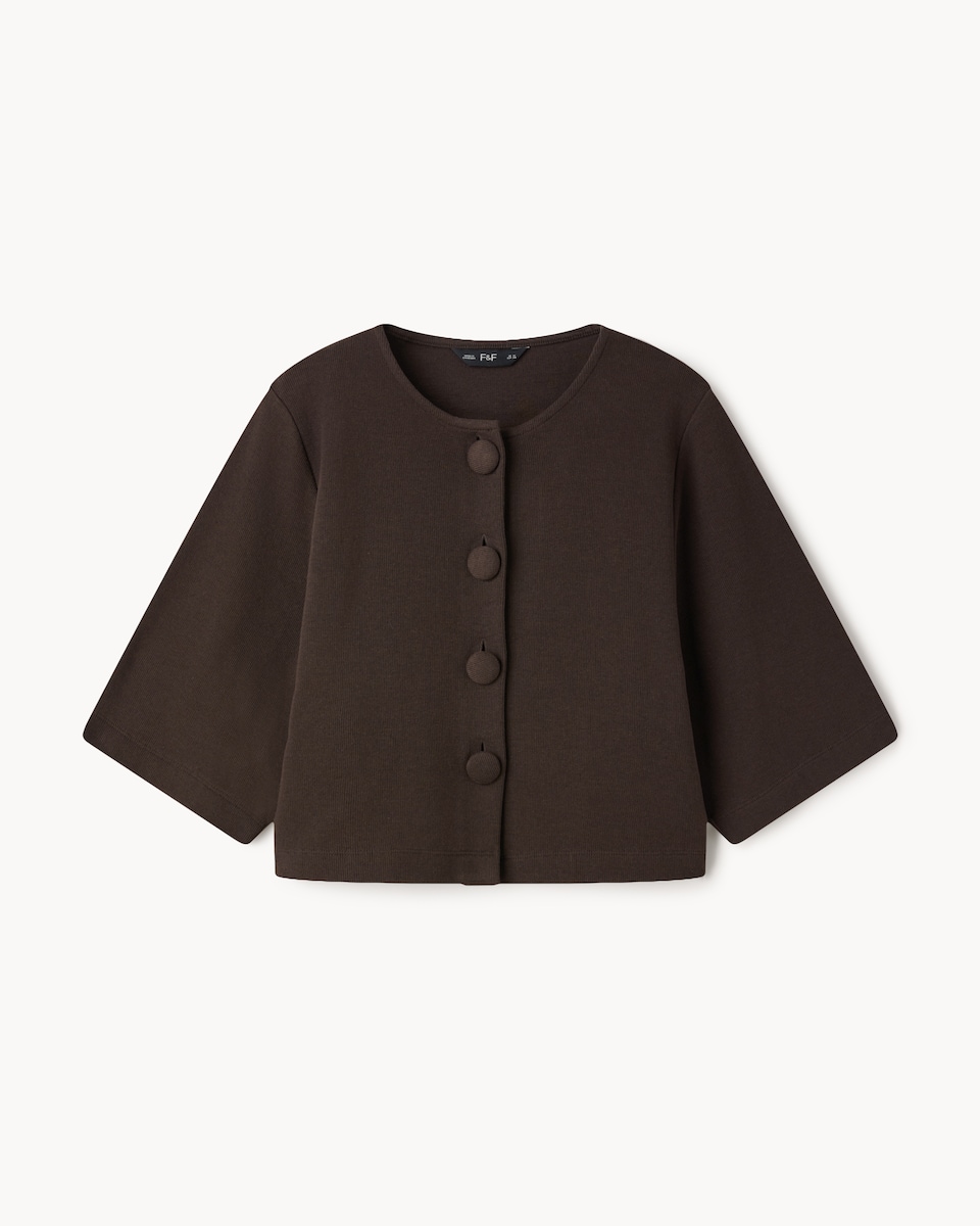 image 1 of F&F Brushed Crew Neck Co-ord Top in Chocolate