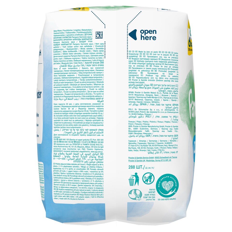 image 1 of Pampers Harmonie Aqua Baby Wipes 6 Packs = 288 Wipes