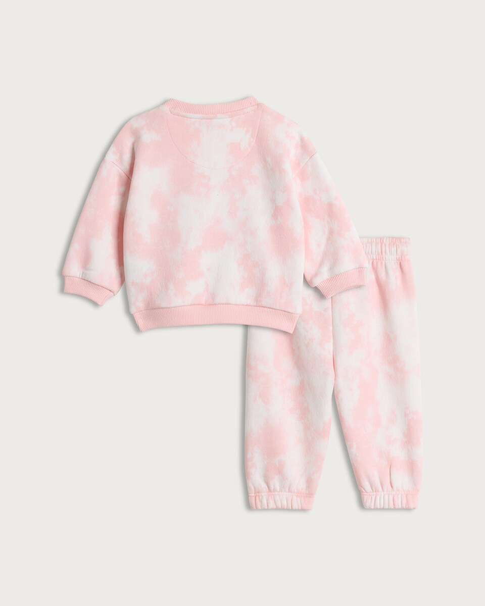 image 1 of Nirvana 2-Piece Cotton Rich Tie Dye Sweatshirt and Joggers Set in Pink