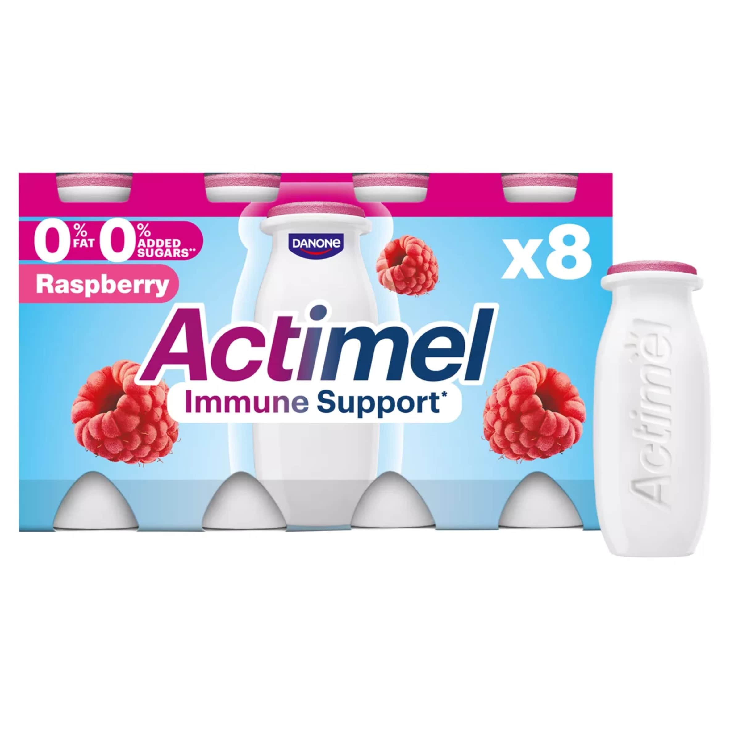 Actimel Raspberry Fat Free Immunity Live Yoghurt Drink Multipack 8X100g