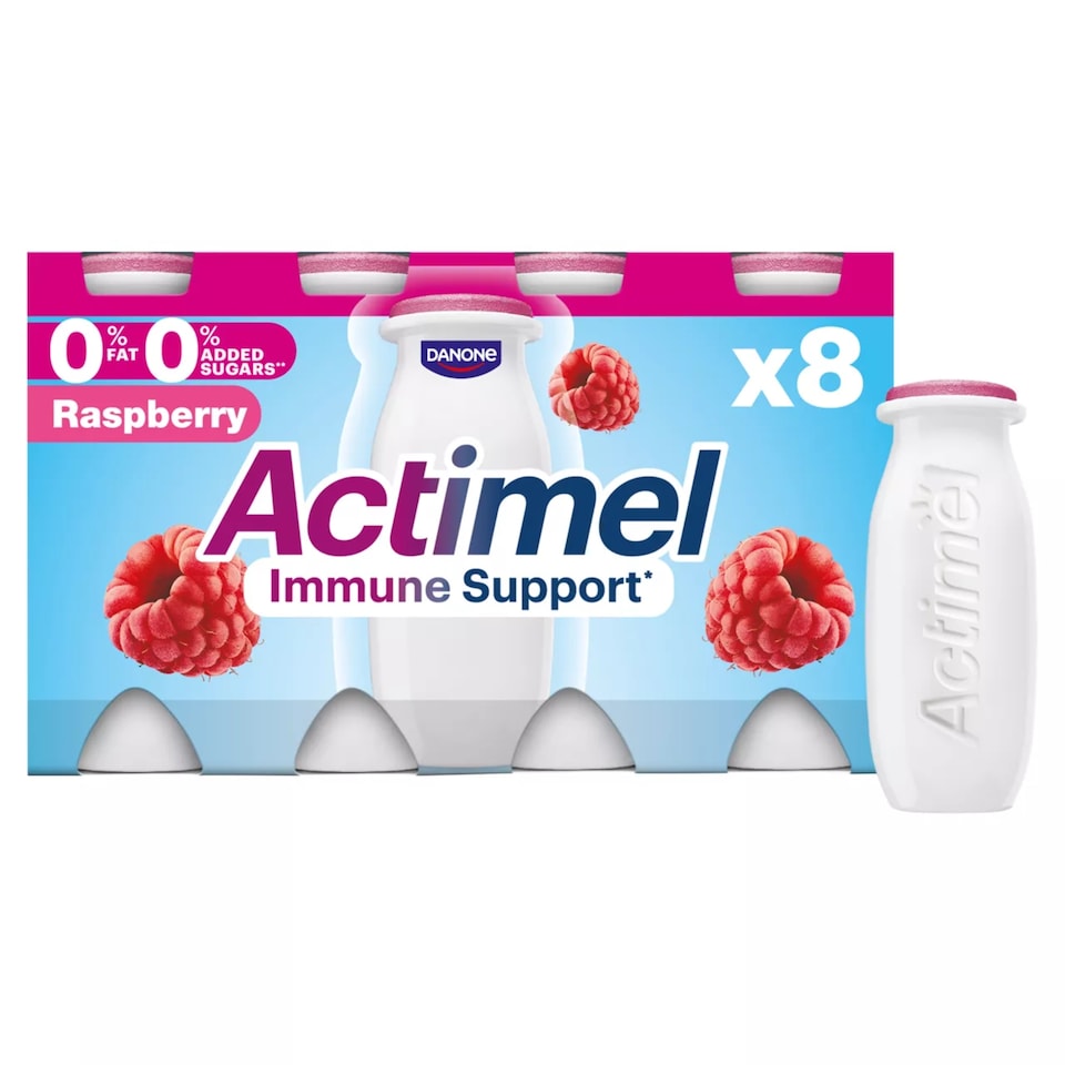 image 1 of Actimel Raspberry Fat Free Immunity Live Yoghurt Drink Multipack 8X100g