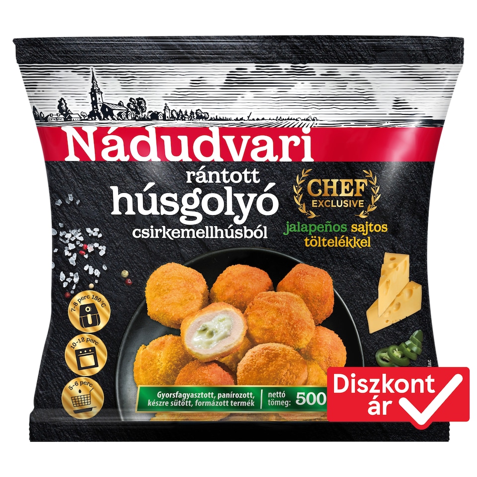 Nádudvari rántott húsgolyó csirkemellhúsból jalapenos sajtos töltelékkel 500 g