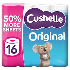 Cushelle Original 50% Longer Lasting Toilet Tissue 16 Rolls