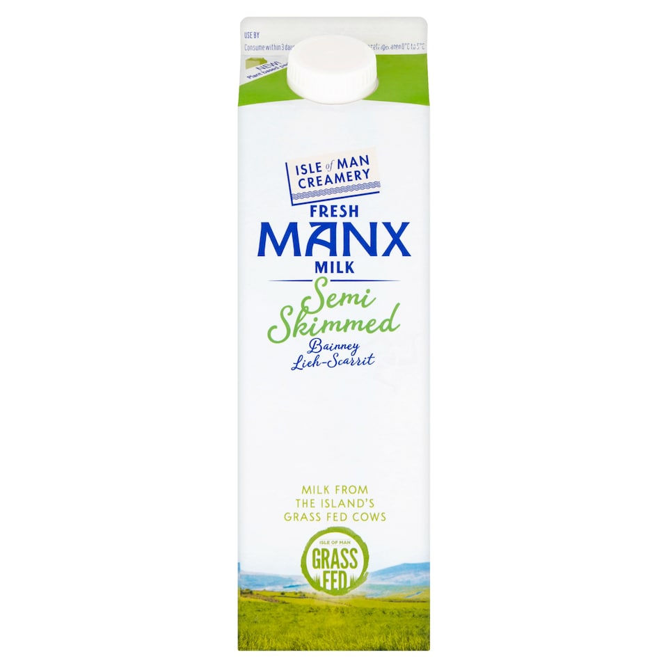 Isle Of Man Fresh Manx Milk Semi Skimmed 1 Litre