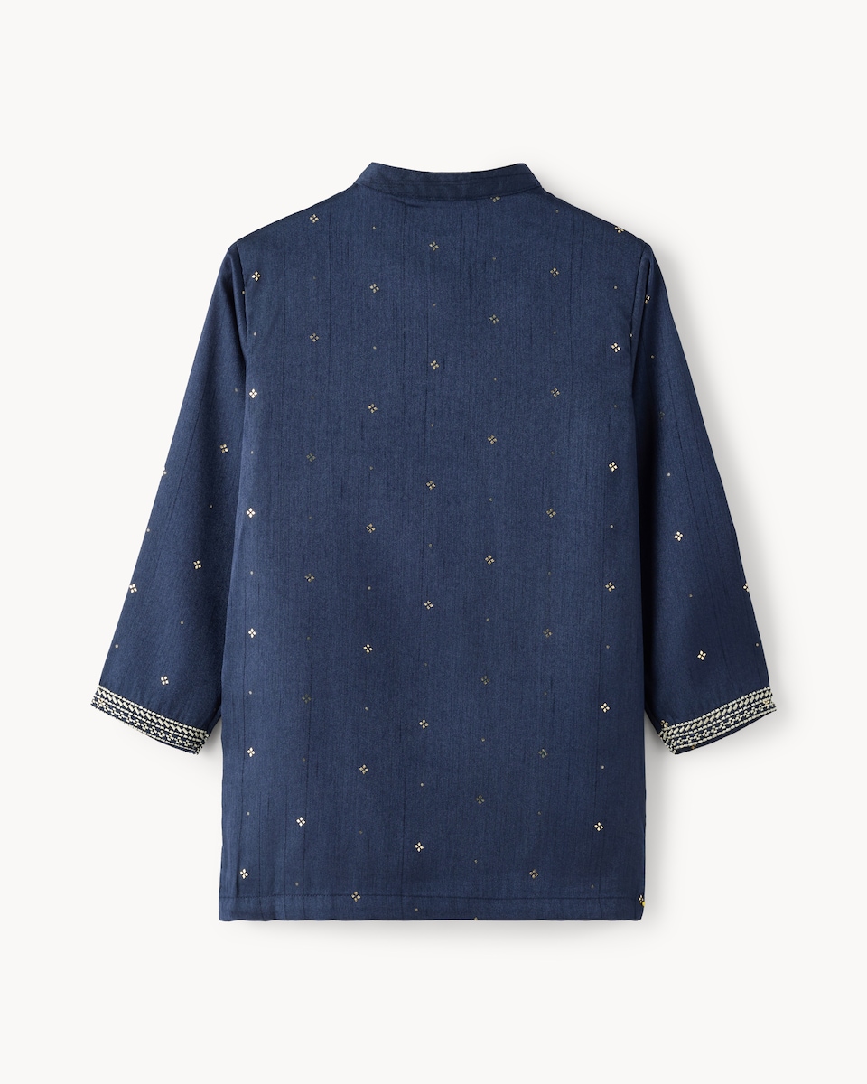 image 1 of F&F Boys Long Sleeved Diwali Kurta Shirt in Navy
