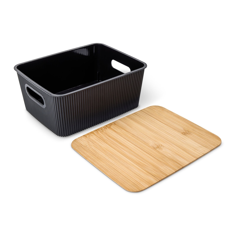 image 1 of Core Supply Black Ribbed Storage Bin S