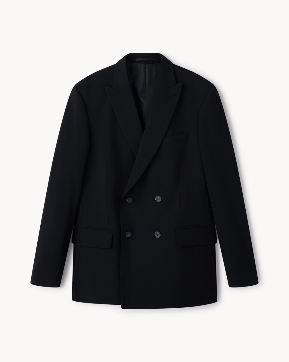 image 1 of F&F Tailored Fit Double Breasted Formal Suit Jacket in Black