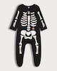 image 1 of F&F Baby Pure Cotton Skeleton Print Sleepsuit in Dark Grey
