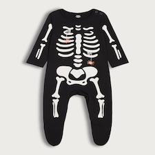 F&F Baby Pure Cotton Skeleton Print Sleepsuit in Dark Grey