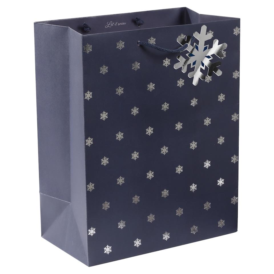 Tesco Navy Snowflake Large Christmas Gift Bag