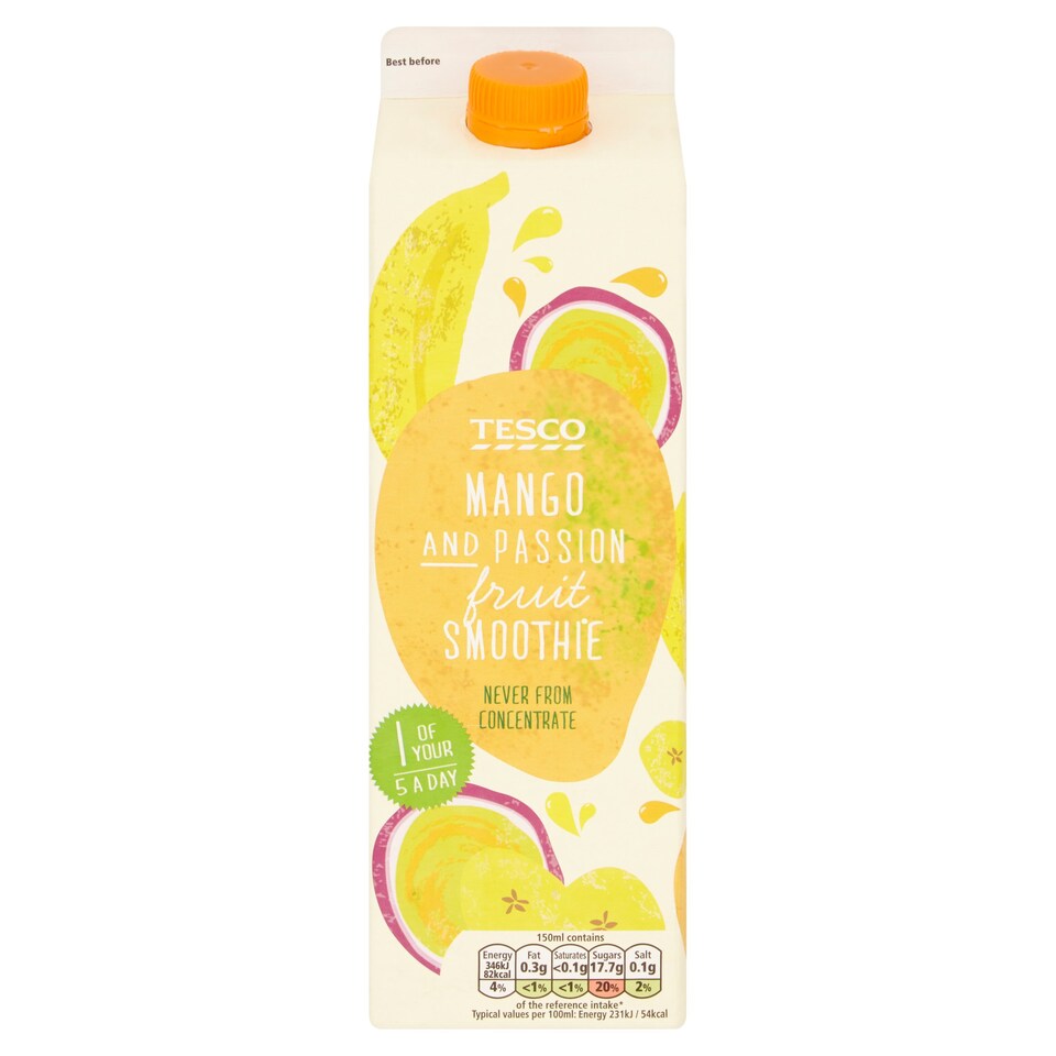 Tesco Mango & Passion Fruit Smoothie 1 Litre Tesco Groceries