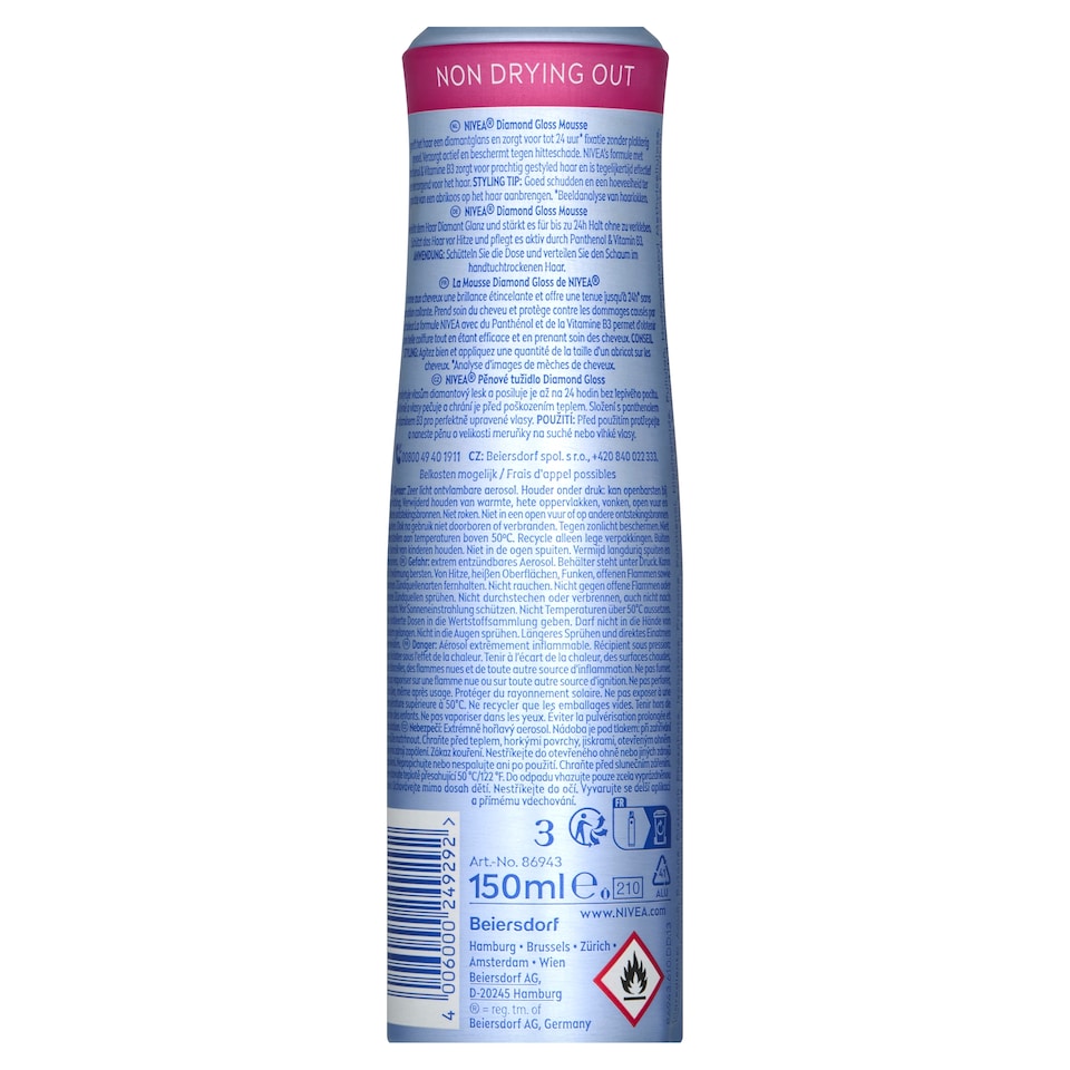 Obrázek 1 pro produkt Nivea Diamond Gloss Pěnové tužidlo 150ml