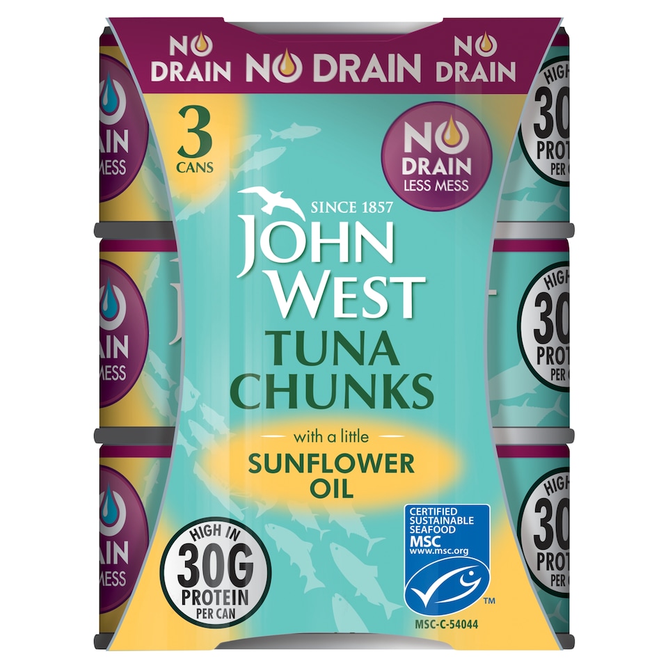 John West No Drain Tuna Chunks with Sunflower Oil 3 x 110g