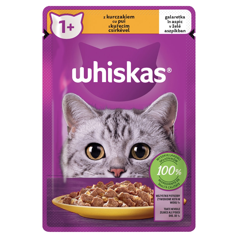 Whiskas 1+ s kuracím v želé 85 g