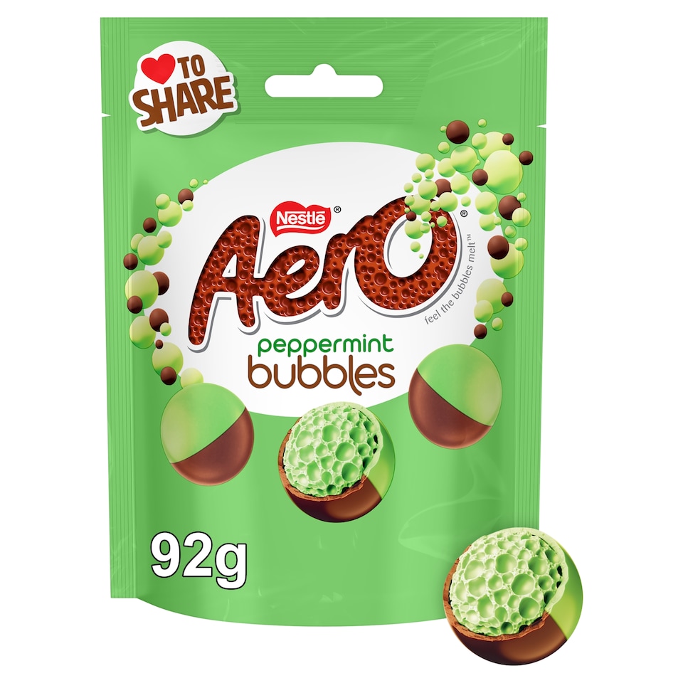 Aero Bubbles Peppermint Mint Chocolate Sharing Bag 92g