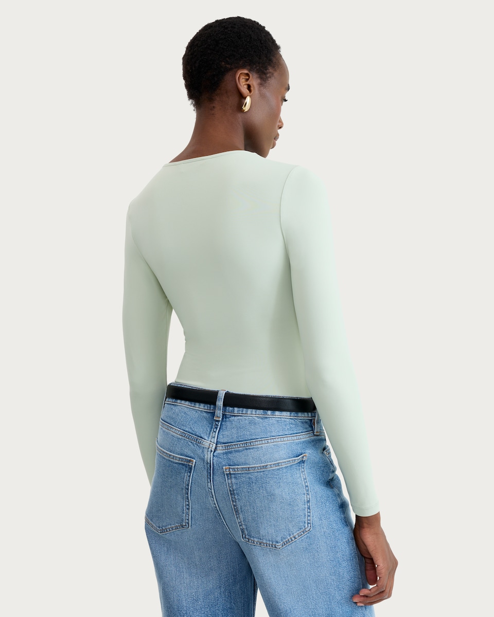image 1 of F&F Polyamide Long Sleeved Bodysuit in Green