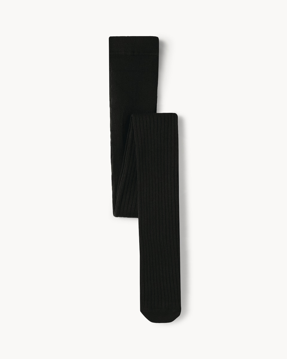 image 1 of F&F Ribbed Knitted Tights in Black